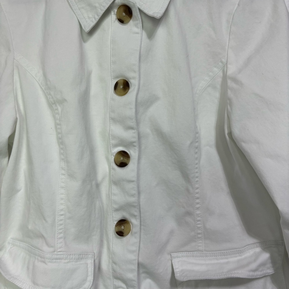 Appleseed's Medium Women Blazer Jacket Lightweight White Button Front Pockets - Picture 3 of 10